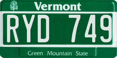 VT license plate RYD749