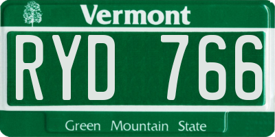 VT license plate RYD766