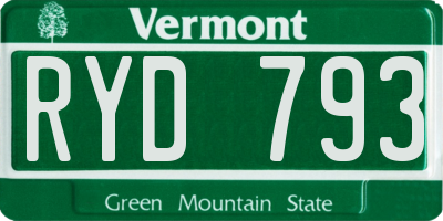 VT license plate RYD793