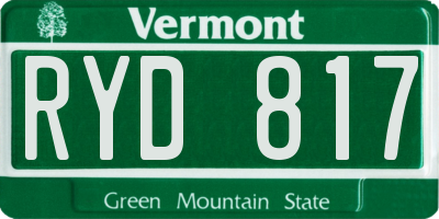 VT license plate RYD817