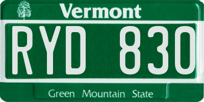 VT license plate RYD830