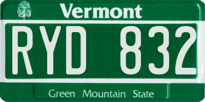 VT license plate RYD832