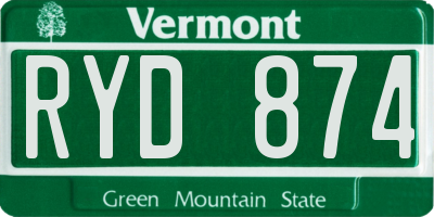 VT license plate RYD874