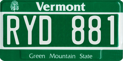 VT license plate RYD881