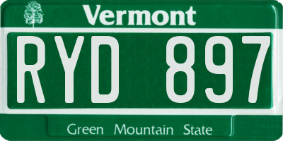 VT license plate RYD897