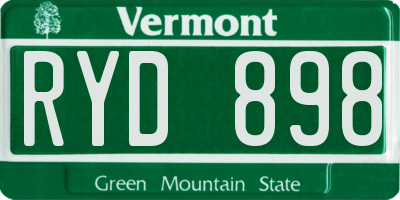 VT license plate RYD898