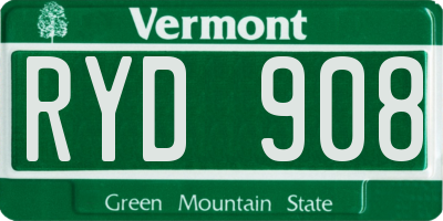 VT license plate RYD908