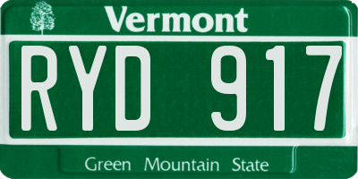 VT license plate RYD917