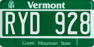 VT license plate RYD928