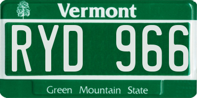 VT license plate RYD966