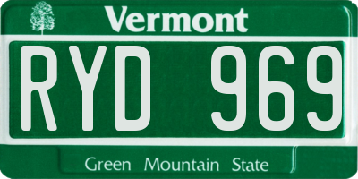 VT license plate RYD969