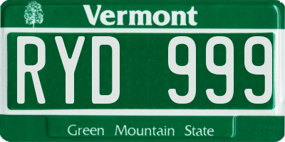 VT license plate RYD999