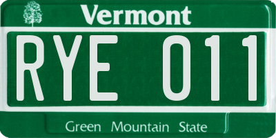 VT license plate RYE011