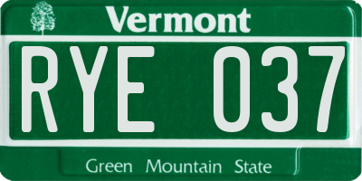 VT license plate RYE037