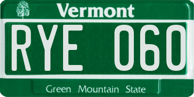VT license plate RYE060