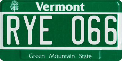 VT license plate RYE066