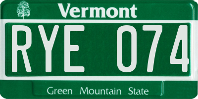 VT license plate RYE074