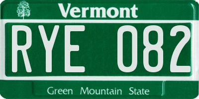 VT license plate RYE082