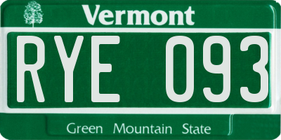 VT license plate RYE093