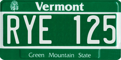 VT license plate RYE125