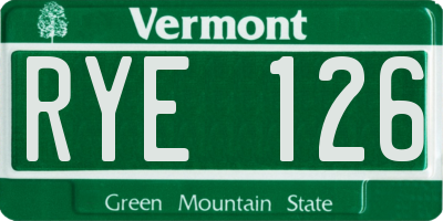 VT license plate RYE126