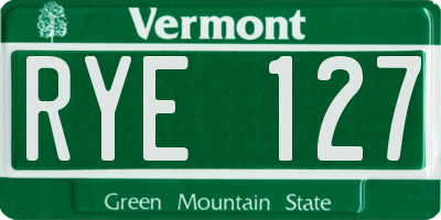 VT license plate RYE127