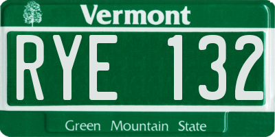 VT license plate RYE132