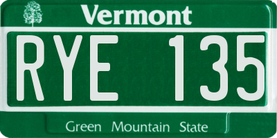 VT license plate RYE135
