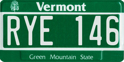 VT license plate RYE146