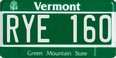 VT license plate RYE160