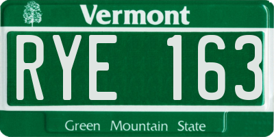 VT license plate RYE163