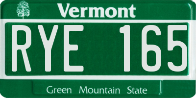 VT license plate RYE165