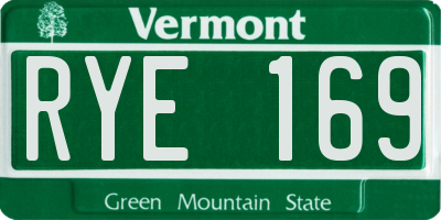VT license plate RYE169