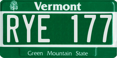 VT license plate RYE177