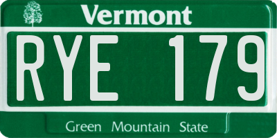 VT license plate RYE179