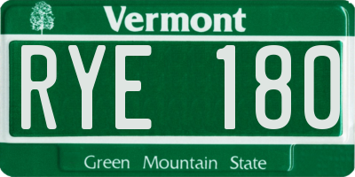 VT license plate RYE180
