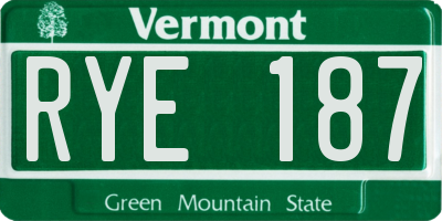 VT license plate RYE187