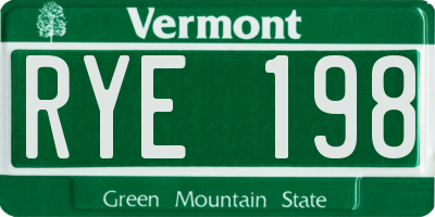 VT license plate RYE198