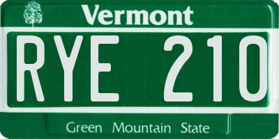 VT license plate RYE210