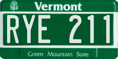 VT license plate RYE211