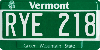 VT license plate RYE218