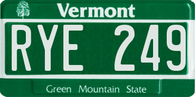 VT license plate RYE249