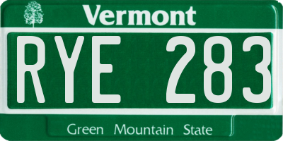 VT license plate RYE283