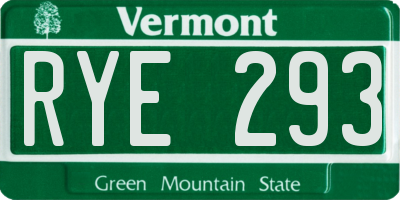 VT license plate RYE293