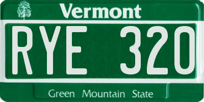 VT license plate RYE320