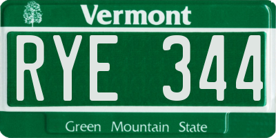 VT license plate RYE344