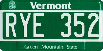 VT license plate RYE352