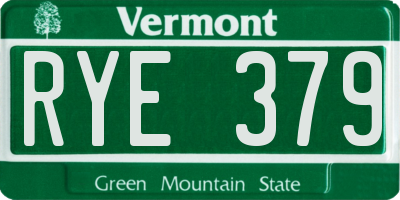 VT license plate RYE379