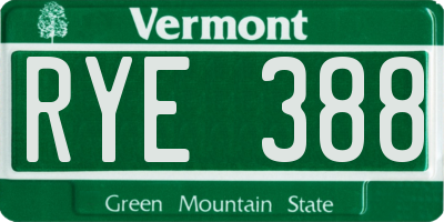 VT license plate RYE388
