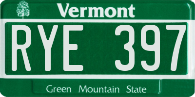 VT license plate RYE397